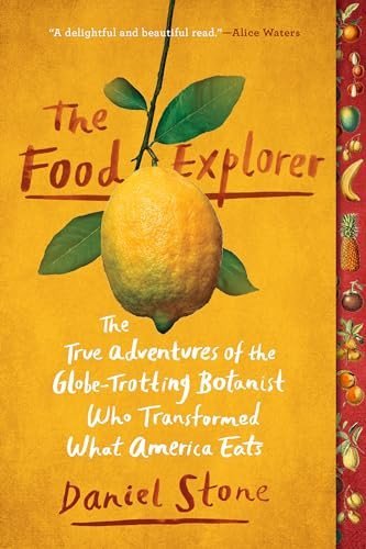 Book cover of The Food Explorer showing a lemon with leaves on a yellow background, highlighting the book's focus on culinary adventures and global food stories.